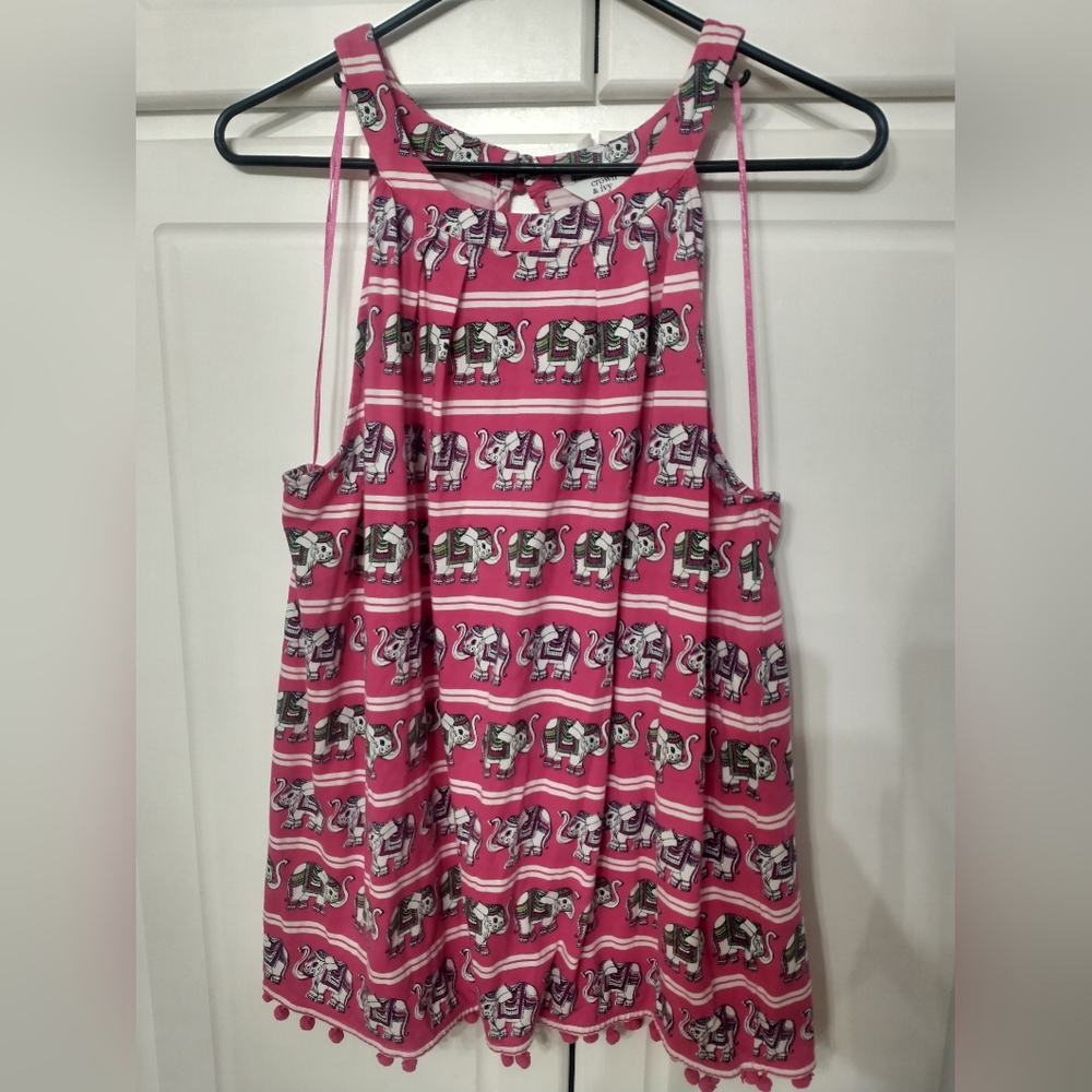 Crown and ivy sleeveless elephant shirt